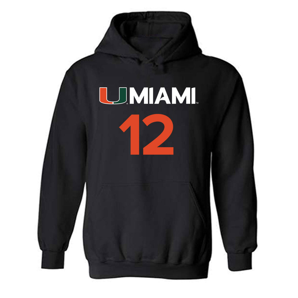 Miami - NCAA Women's Basketball : Natalie Wetzel - Replica Shersey Hooded Sweatshirt-0