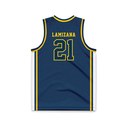Coppin State - NCAA Men's Basketball : Nelson Lamizana - Navy Basketball Jersey-1