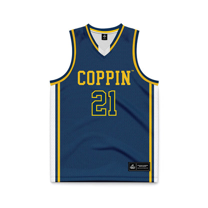 Coppin State - NCAA Men's Basketball : Nelson Lamizana - Navy Basketball Jersey-0