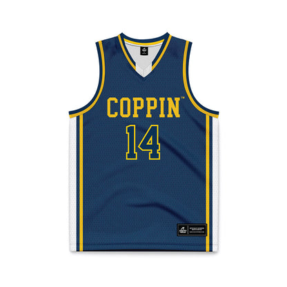 Coppin State - NCAA Men's Basketball : Jamari Piercy - Navy Basketball Jersey-0