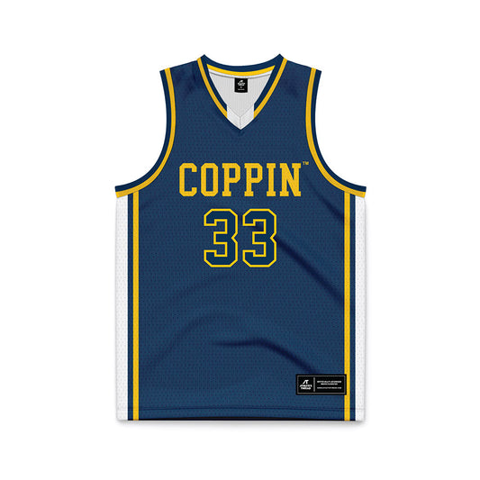 Coppin State - NCAA Men's Basketball : Tyler Koenig - Navy Basketball Jersey-0