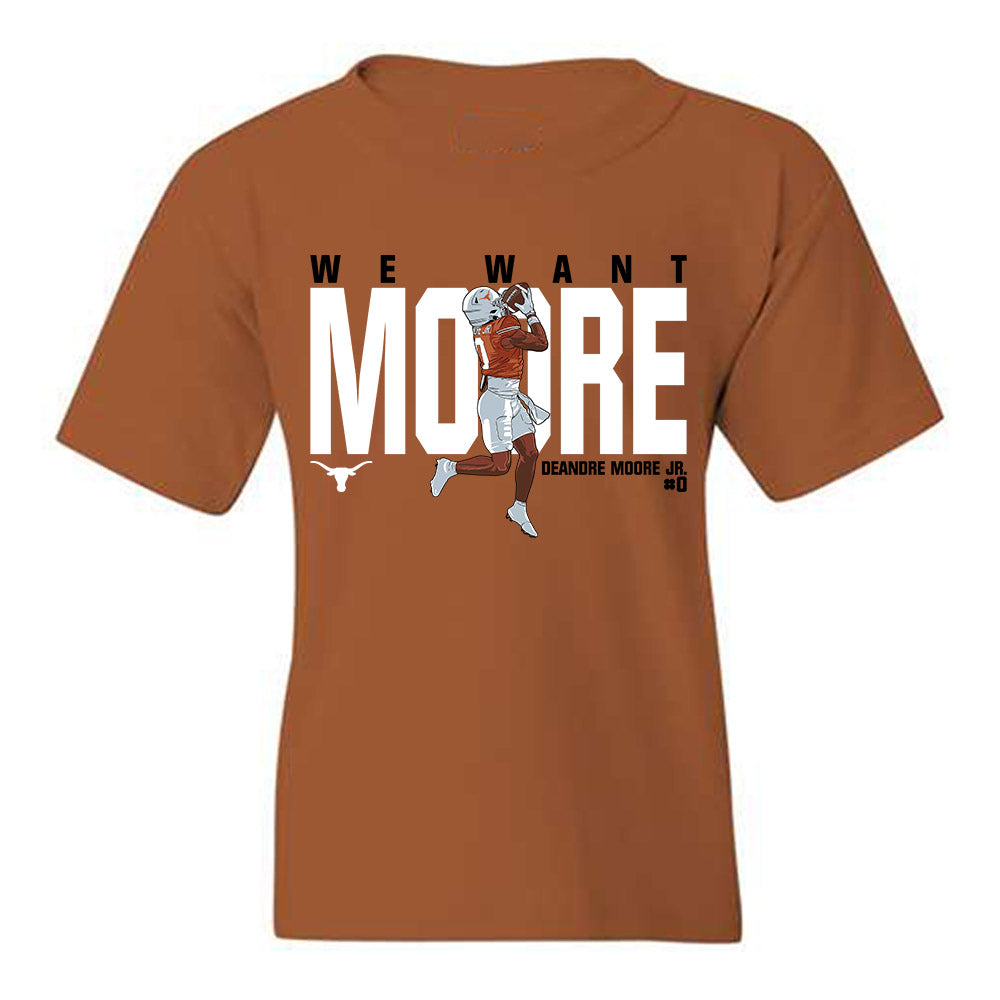 Texas - NCAA Football : Deandre Moore Jr - Caricature Youth T-Shirt