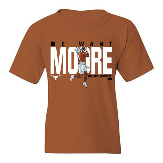 Texas - NCAA Football : Deandre Moore Jr - Caricature Youth T-Shirt