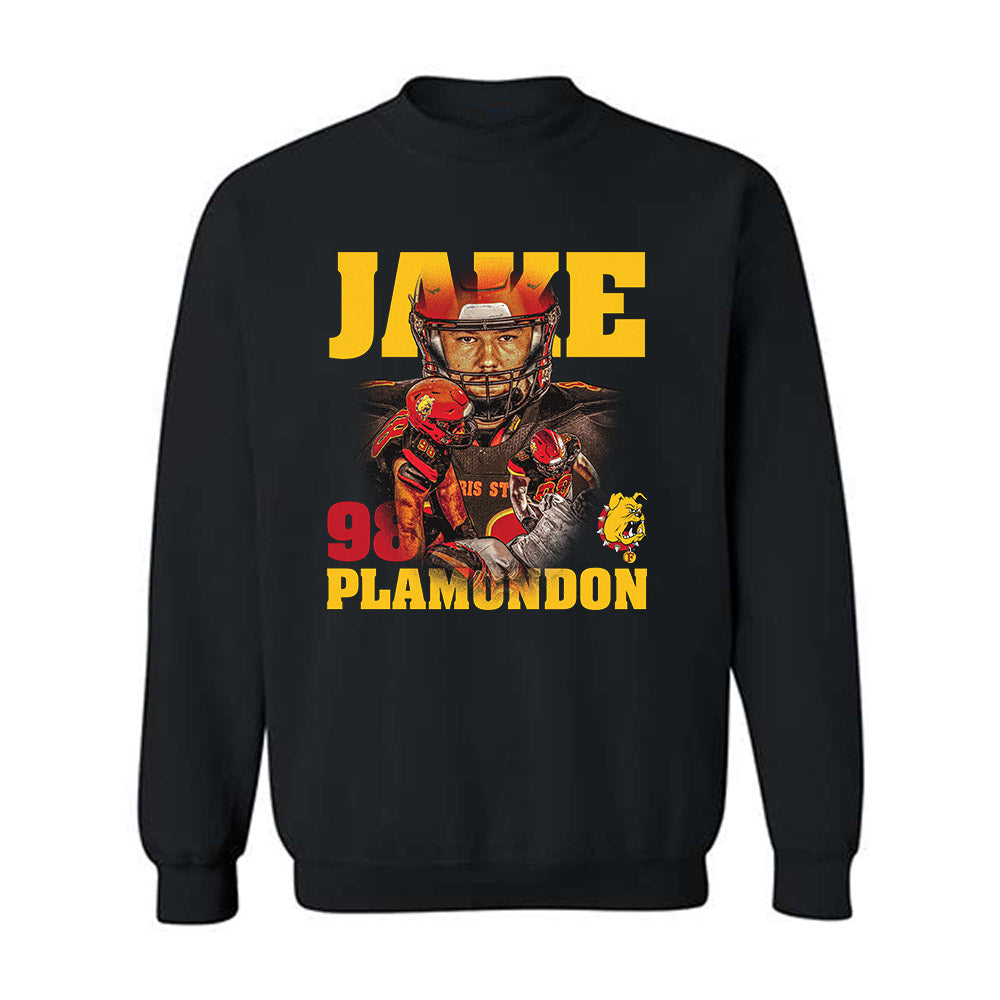 Ferris State - NCAA Football : Jake Plamondon - Player Collage Crewneck Sweatshirt-0