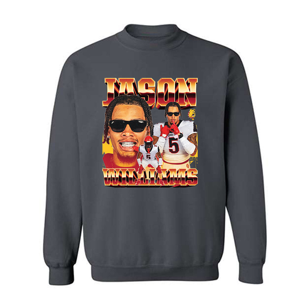 Ferris State - NCAA Football : Jason Williams - Player Collage Crewneck Sweatshirt-0