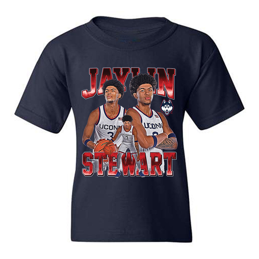 UConn - NCAA Men's Basketball : Jaylin Stewart - Player Collage Youth T-Shirt-0