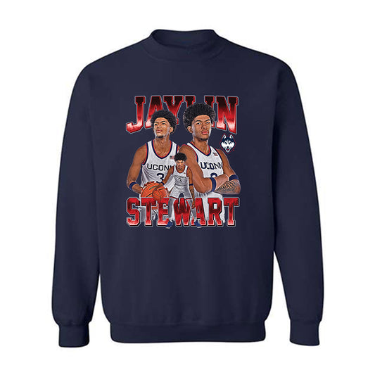 UConn - NCAA Men's Basketball : Jaylin Stewart - Player Collage Crewneck Sweatshirt-0