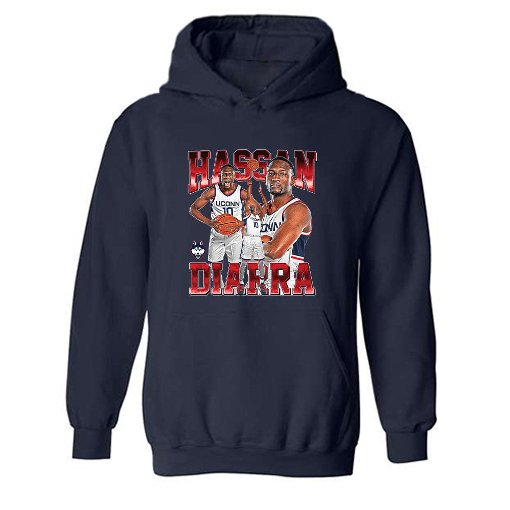 UConn - NCAA Men's Basketball : Hassan Diarra - Player Collage Hooded Sweatshirt-0