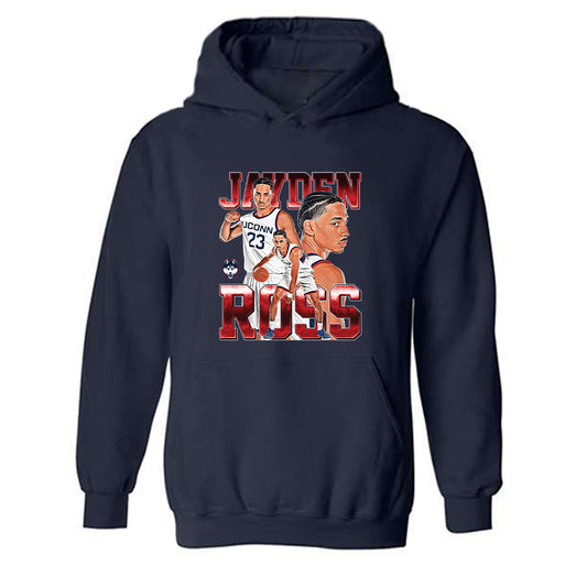 UConn - NCAA Men's Basketball : Jayden Ross - Player Collage Hooded Sweatshirt-0