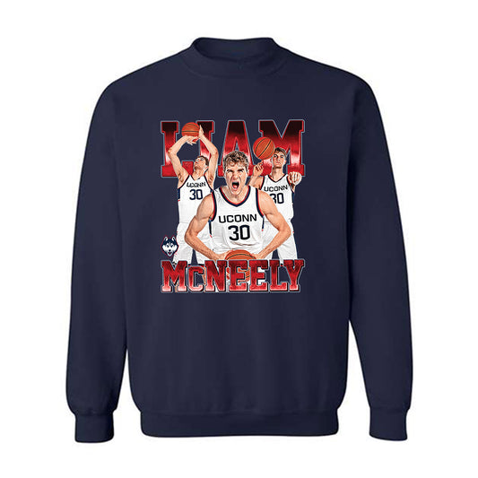 UConn - NCAA Men's Basketball : Liam McNeeley - Player Collage Crewneck Sweatshirt-0