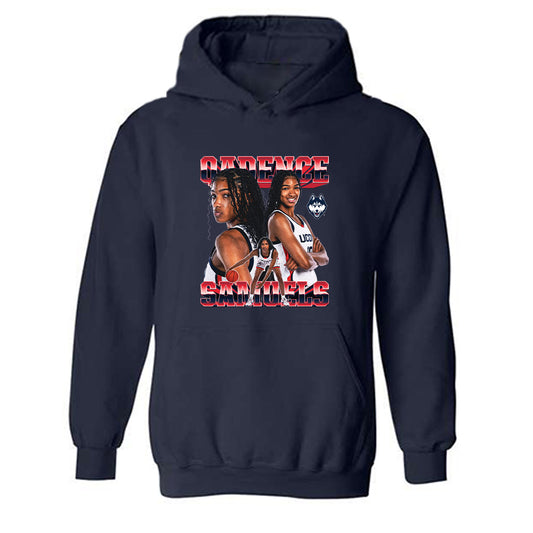 UConn - NCAA Women's Basketball : Qadence Samuels - Player Collage Hooded Sweatshirt-0