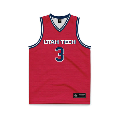 Utah Tech - NCAA Men's Basketball : Boston Harker - Red Basketball Jersey-0