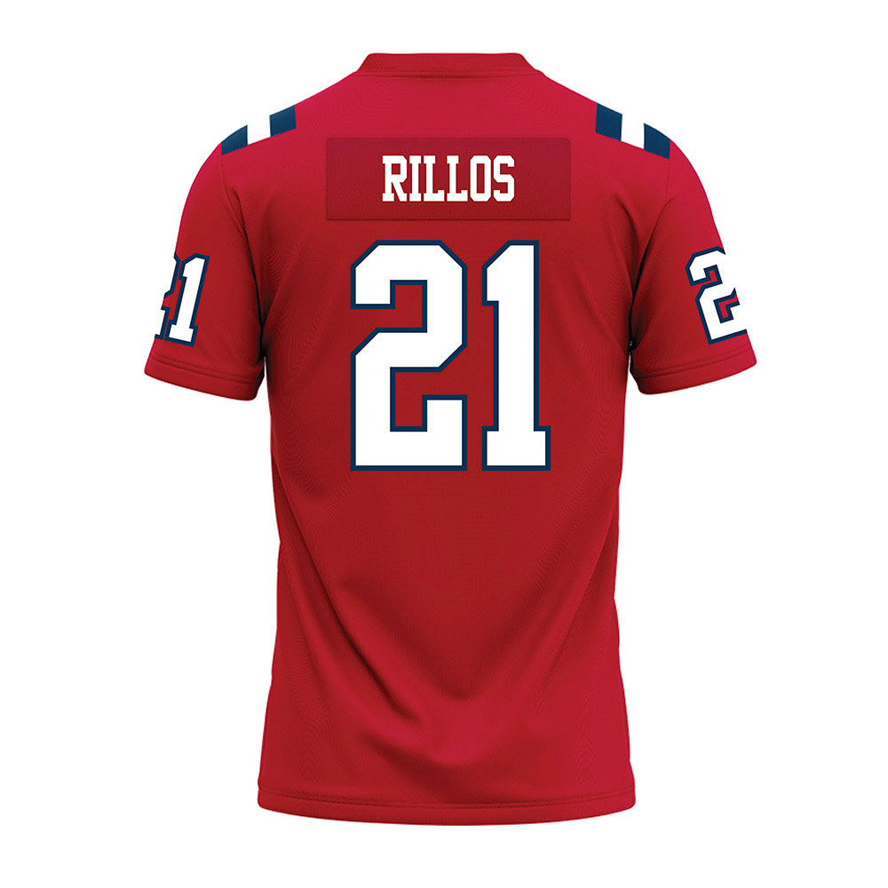 Utah Tech - NCAA Football : Josh Rillos - Red Premium Football Jersey-1