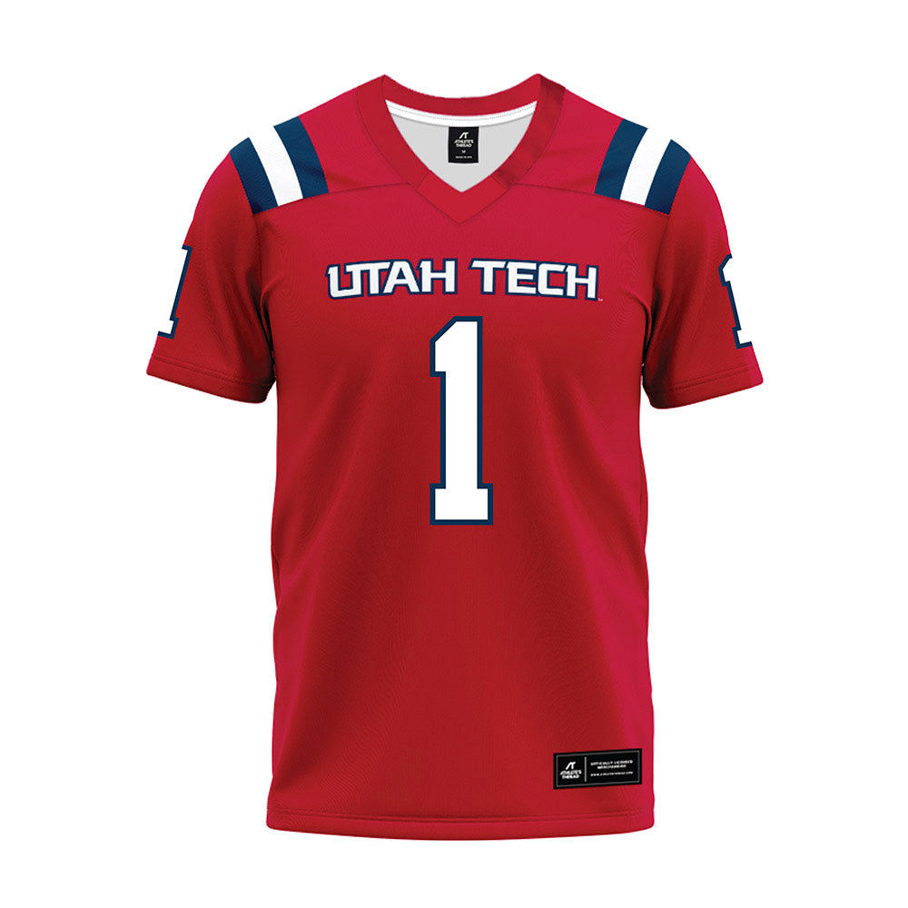 Utah Tech - NCAA Football : Justin Houston - Red Premium Football Jersey-0
