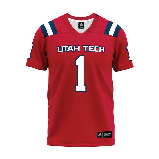 Utah Tech - NCAA Football : Justin Houston - Red Premium Football Jersey-0