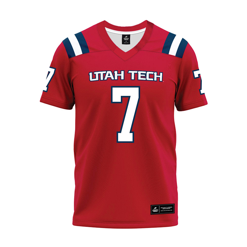 Utah Tech - NCAA Football : Taliq Brown - Red Premium Football Jersey-0