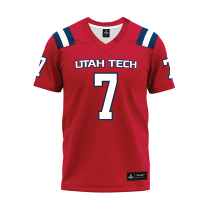 Utah Tech - NCAA Football : Taliq Brown - Red Premium Football Jersey-0