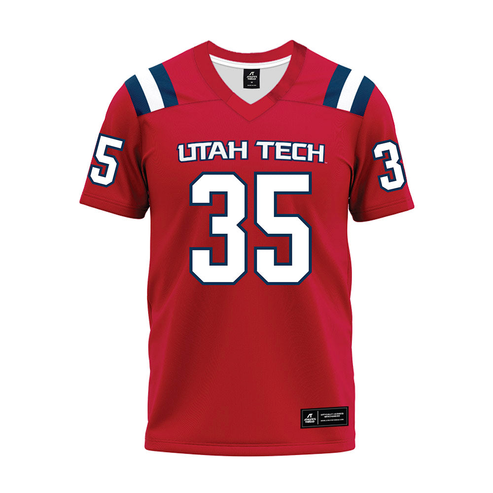Utah Tech - NCAA Football : Damon Taylor - Red Premium Football Jersey-0