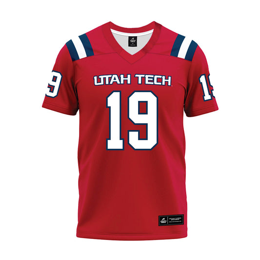 Utah Tech - NCAA Football : Moananuiahiva Tovey - Red Premium Football Jersey-0