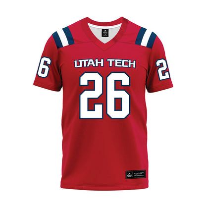 Utah Tech - NCAA Football : Adrian Dahlene - Red Premium Football Jersey-0