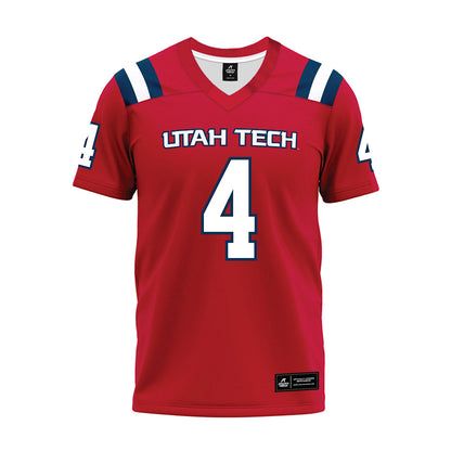 Utah Tech - NCAA Football : Shamar Garrett - Red Premium Football Jersey-0