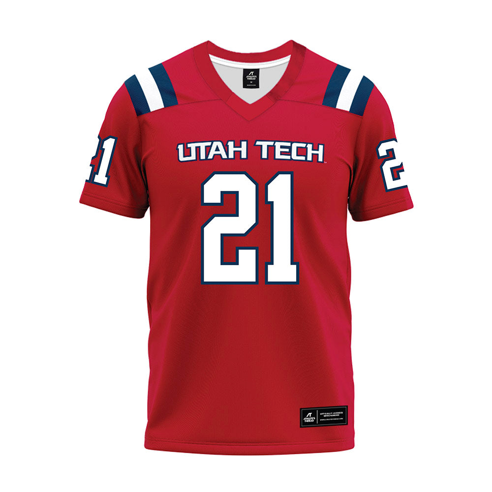 Utah Tech - NCAA Football : Josh Rillos - Red Premium Football Jersey-0