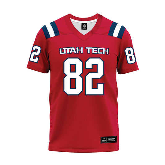 Utah Tech - NCAA Football : Mason Jensen - Red Premium Football Jersey-0