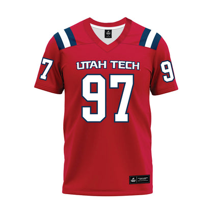 Utah Tech - NCAA Football : Nash Cooper - Red Premium Football Jersey-0