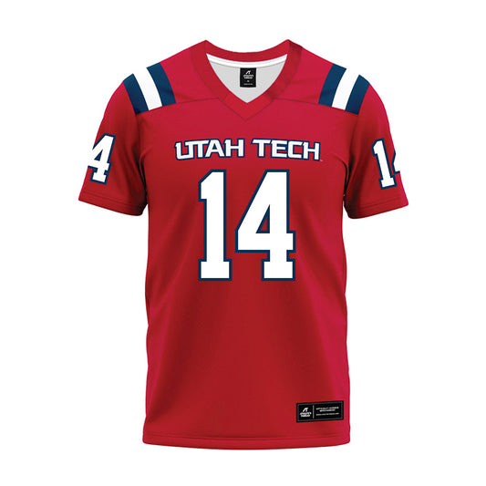 Utah Tech - NCAA Football : Will Greene - Red Premium Football Jersey-0