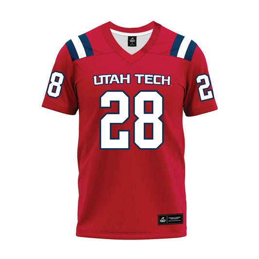 Utah Tech - NCAA Football : Moe Passi - Red Premium Football Jersey-0