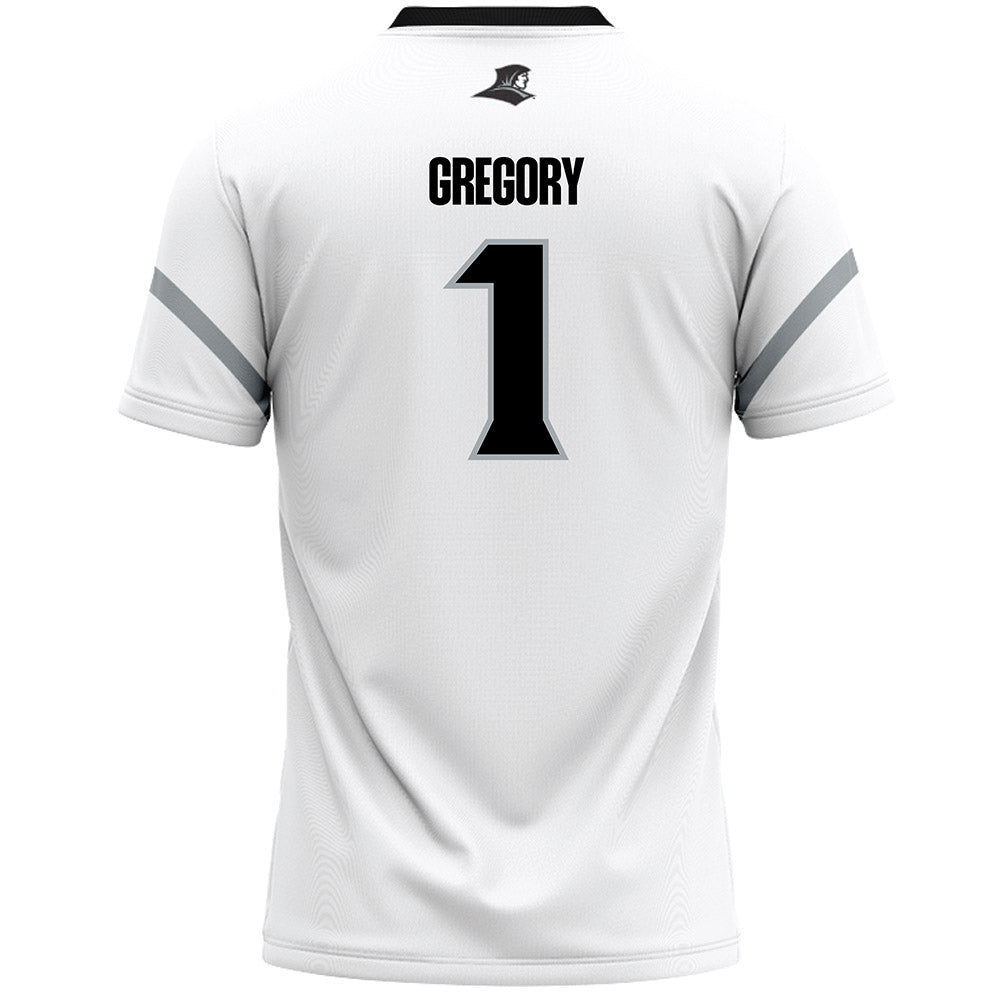 Providence - NCAA Men's Lacrosse : Pierce Gregory - White Lacrosse Jersey -1
