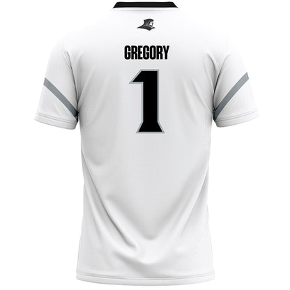 Providence - NCAA Men's Lacrosse : Pierce Gregory - White Lacrosse Jersey -1