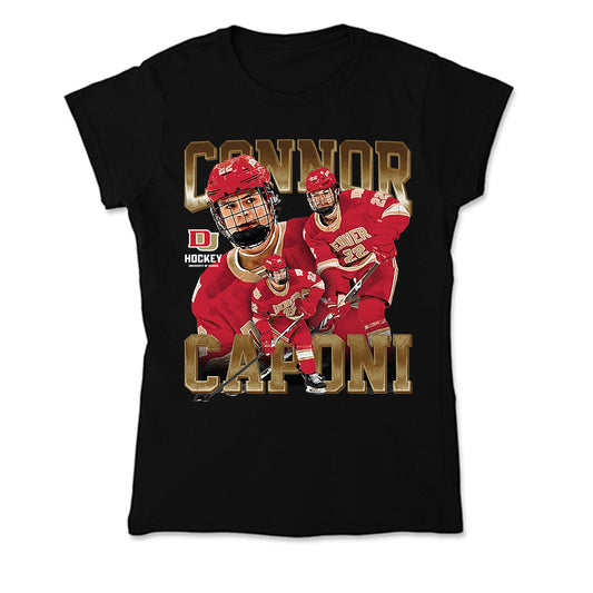 DU - NCAA Men's Ice Hockey : Connor Caponi - Player Collage Soft Style Women’s T-Shirt-0