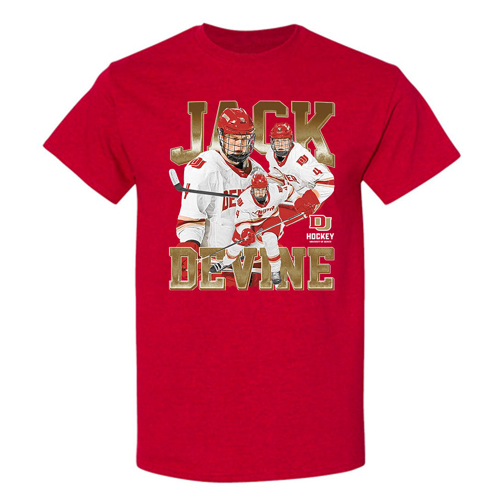 DU - NCAA Men's Ice Hockey : Jack Devine - Player Collage T-Shirt-0