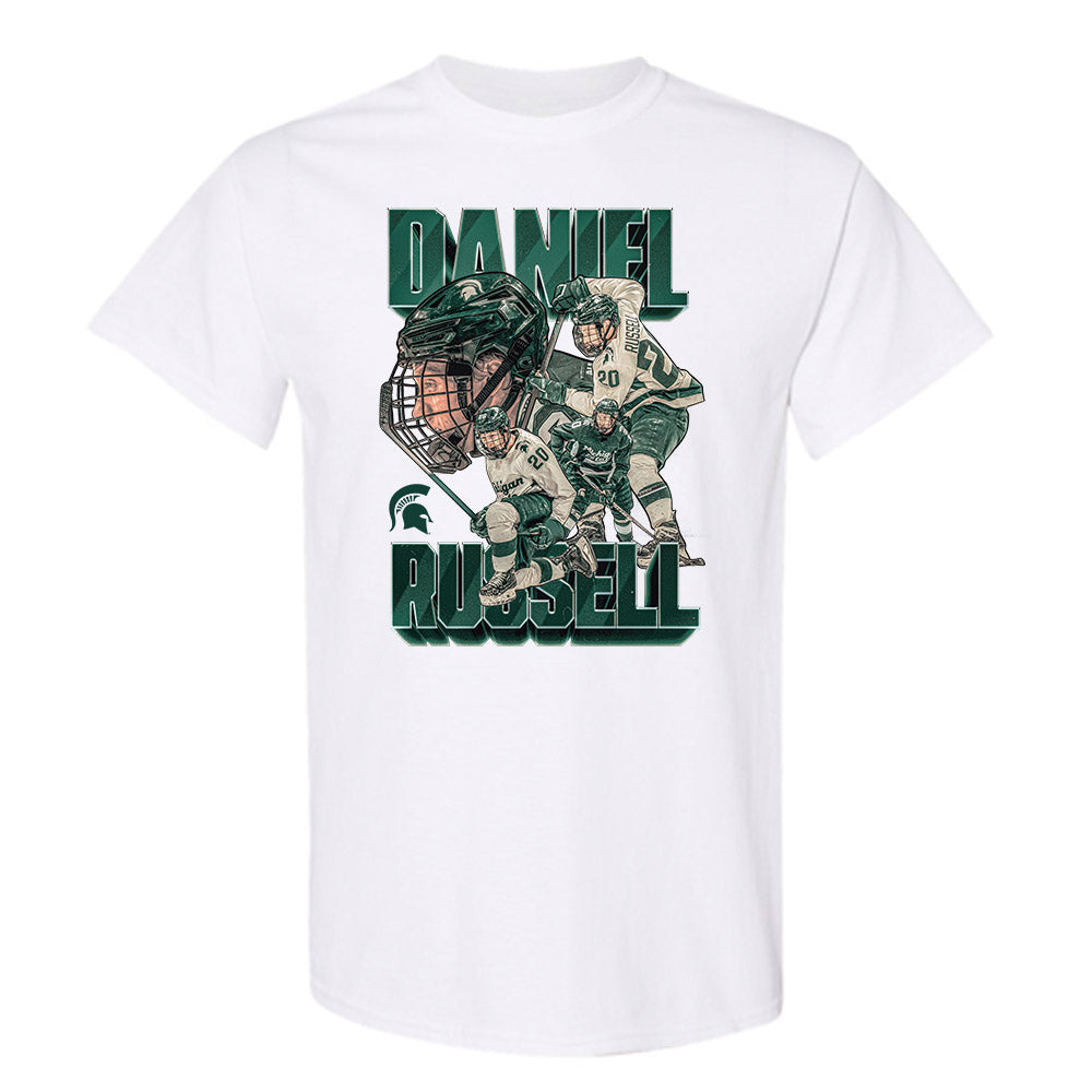 Michigan State - NCAA Men's Ice Hockey : Daniel Russell - Player Collage T-Shirt-0