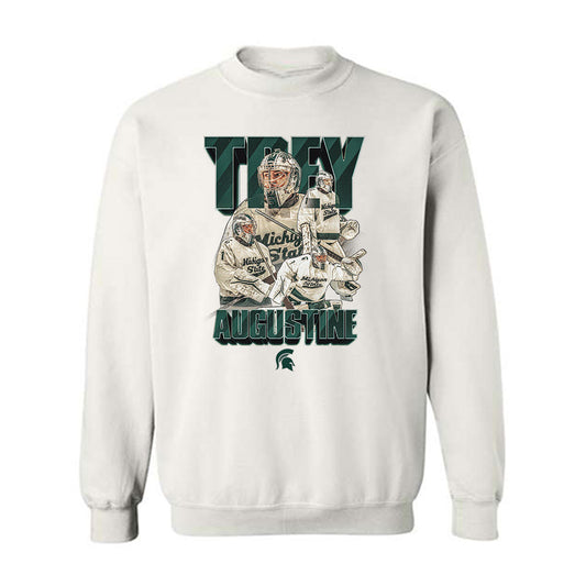 Michigan State - NCAA Men's Ice Hockey : Trey Augustine - Player Collage Crewneck Sweatshirt-0