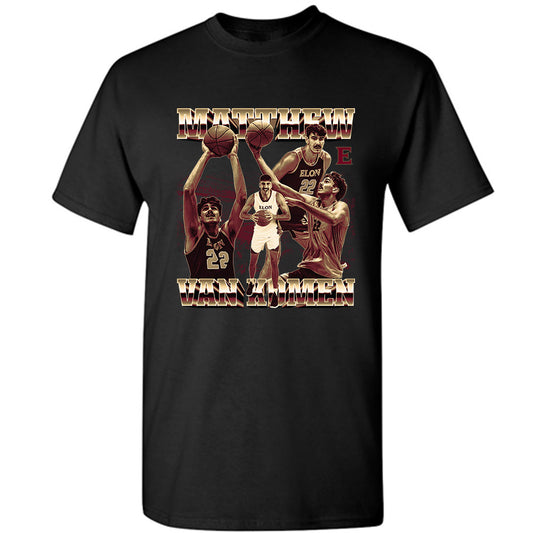 Elon - NCAA Men's Basketball : Matthew Van Komen - Player Collage T-Shirt-0