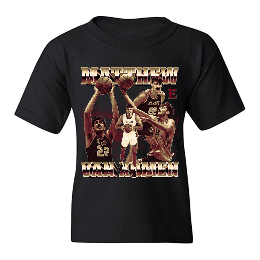 Elon - NCAA Men's Basketball : Matthew Van Komen - Player Collage Youth T-Shirt-0