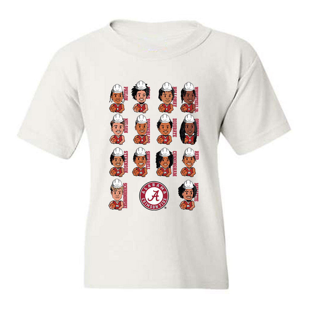 Alabama - NCAA Men's Basketball : - Emoji Style Team Caricature Youth T-Shirt-0