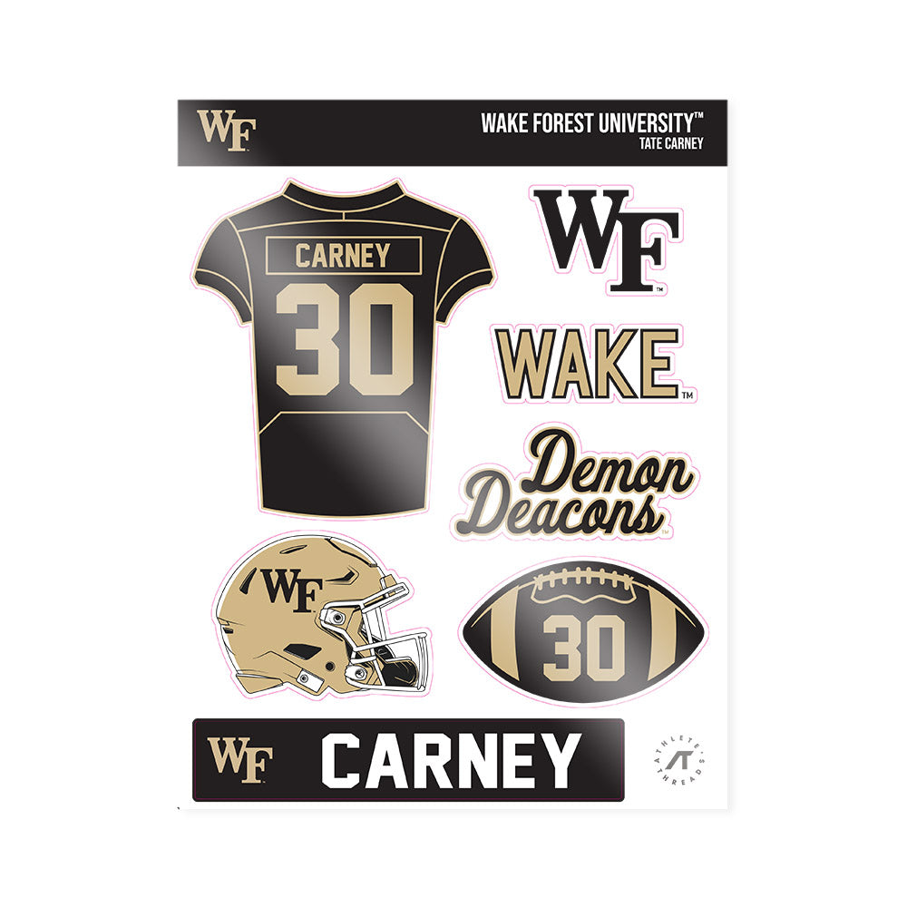 Wake Forest - NCAA Football : Tate Carney - Sticker Sheet-0