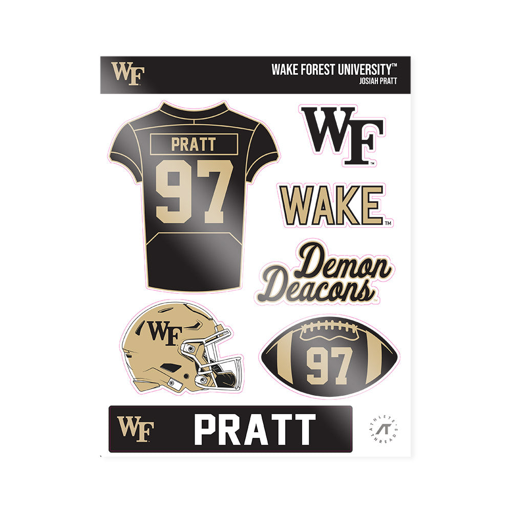 Wake Forest - NCAA Football : Josiah Pratt - Sticker Sheet-0