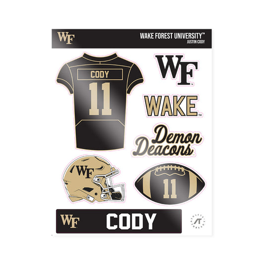 Wake Forest - NCAA Football : Justin Cody - Sticker Sheet-0