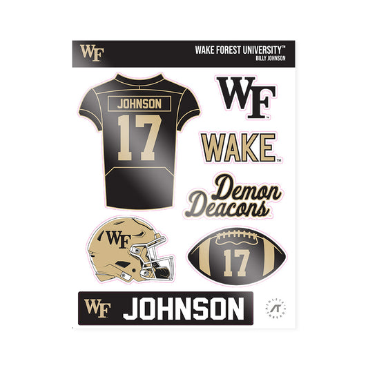 Wake Forest - NCAA Football : Billy Johnson - Sticker Sheet-0
