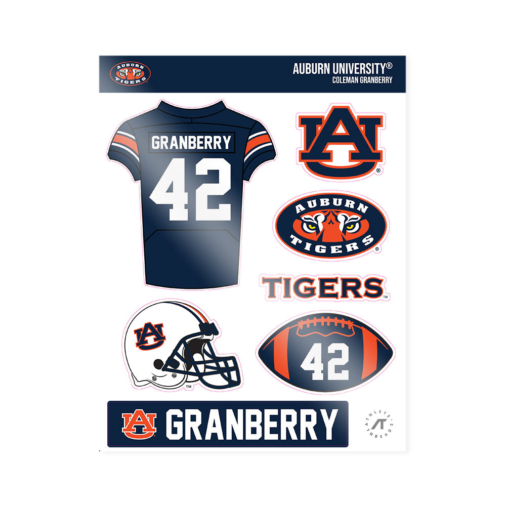 Auburn - NCAA Football : Coleman Granberry - Sticker Sheet-0