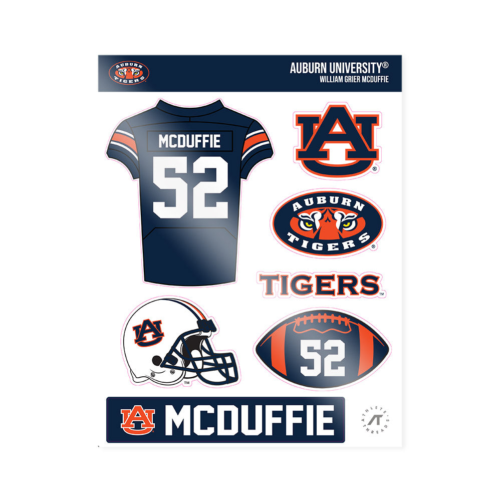 Auburn - NCAA Football : William Grier McDuffie - Sticker Sheet-0