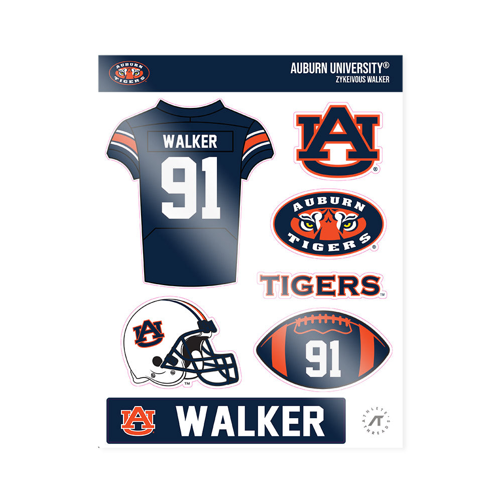 Auburn - NCAA Football : Zykeivous Walker - Sticker Sheet-0