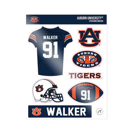 Auburn - NCAA Football : Zykeivous Walker - Sticker Sheet-0