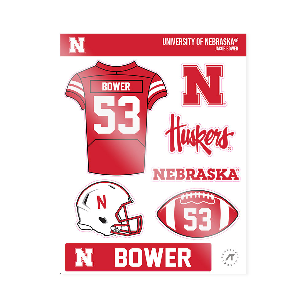 Nebraska - NCAA Football : Jacob Bower - Sticker Sheet-0