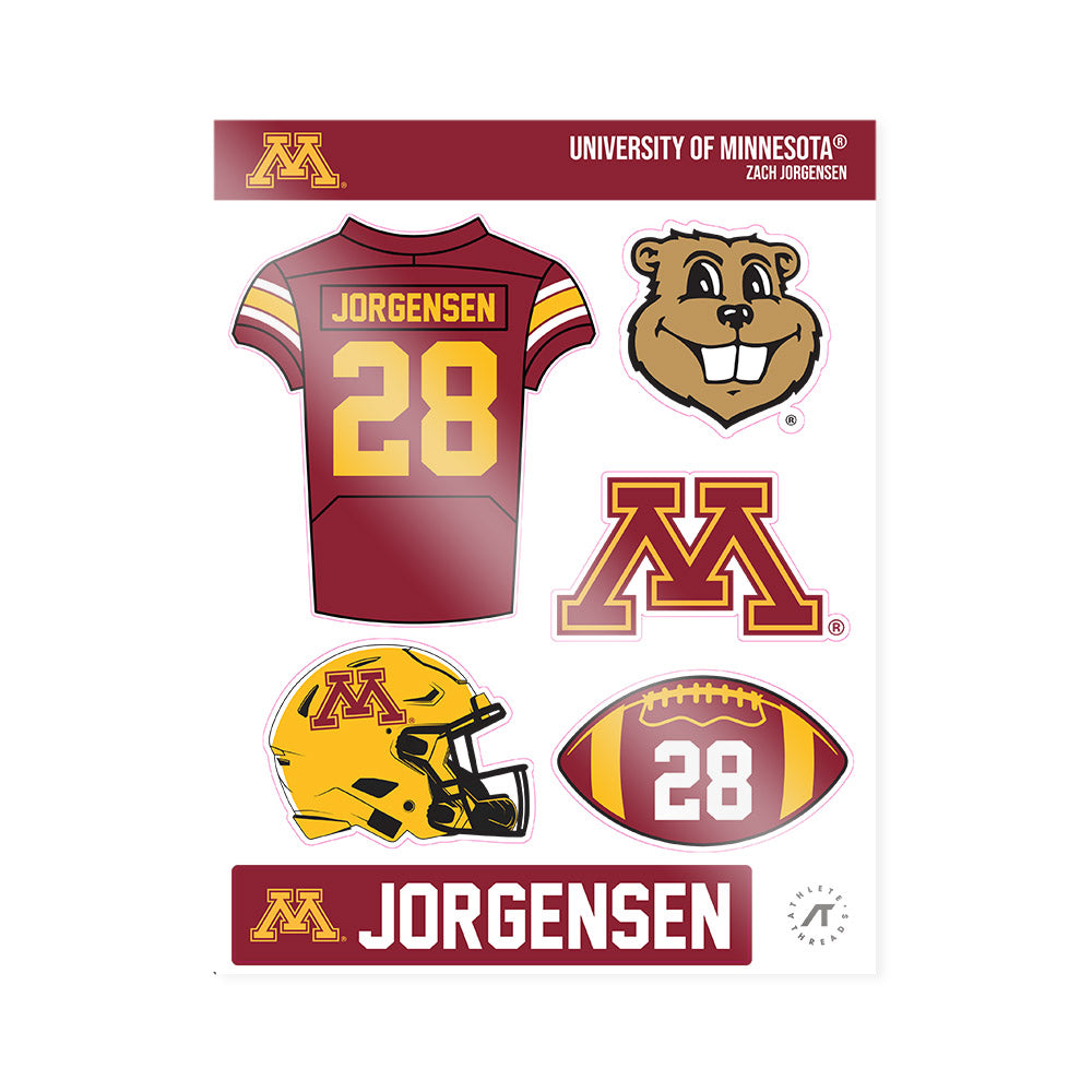 Minnesota - NCAA Football : Zach Jorgensen - Sticker Sheet-0