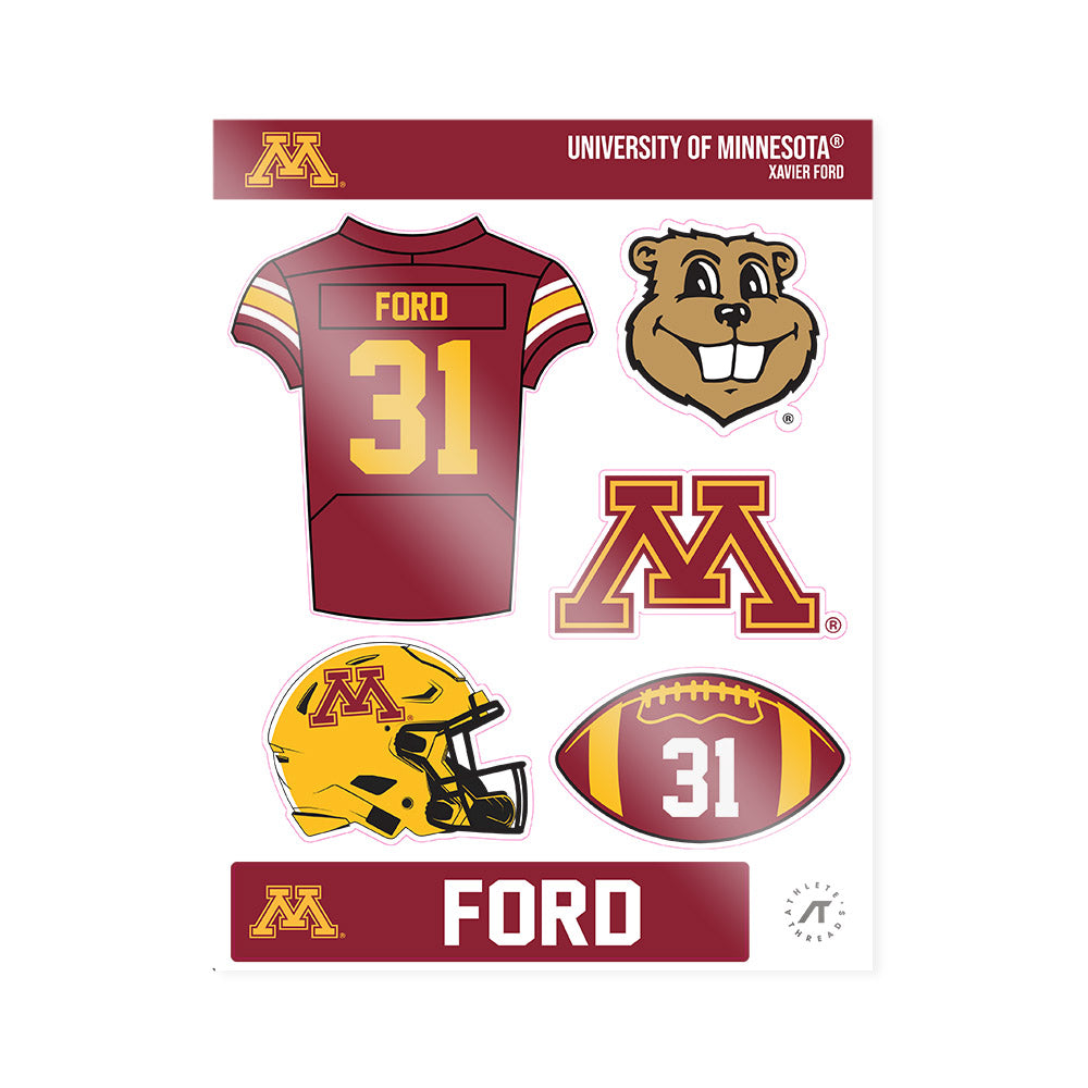 Minnesota - NCAA Football : Xavier Ford - Sticker Sheet-0